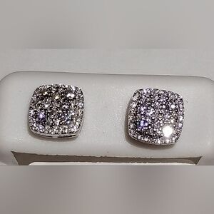 Elegant Sterling Silver Certified Full Moissanite Square Screwback Stud Earrings